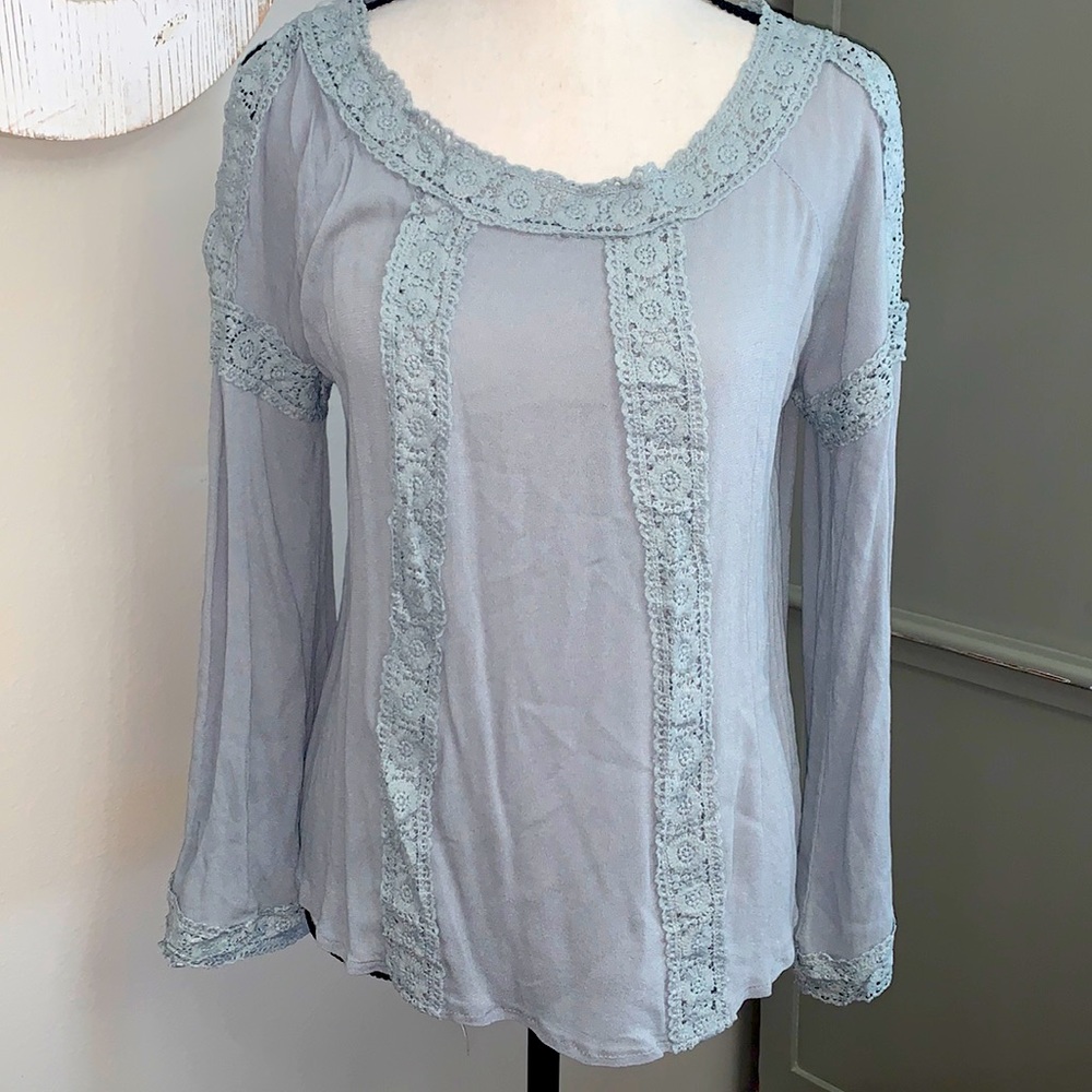 Pretty Lacey Blue Medium  blouse